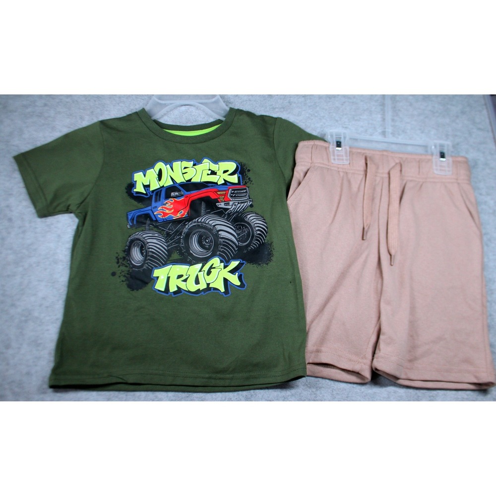 Boys Highland boys 2 pc shorts and t-shirt outfit Monster truck size 4 NWT